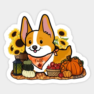 Fall Corgi Sticker